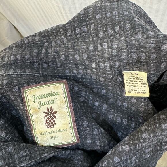Jamaica Jaxx Hawaiian Button Down Aloha Shirt Men Size Large %100 Silk Tropical - Picture 8 of 9